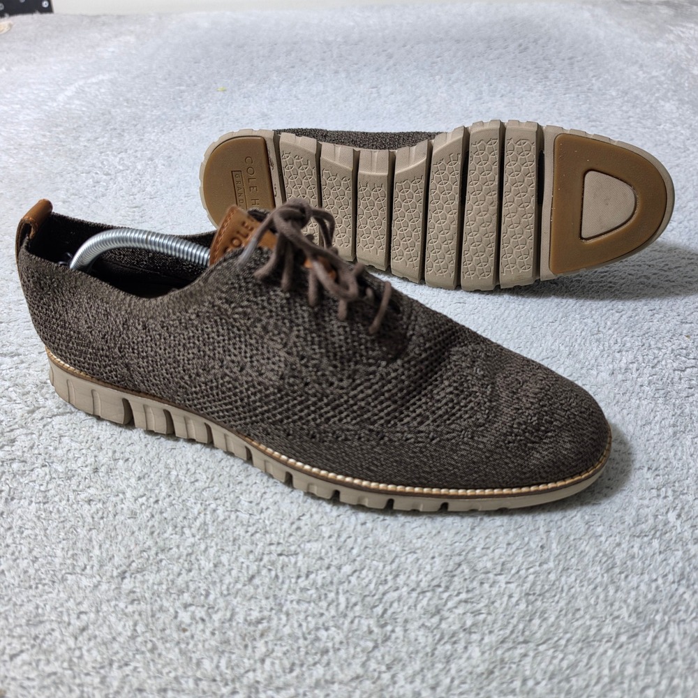 Cole Haan Zerogrand Wingtip Oxford Mens 11 Brown Knit Lace Up Shoes C27695 MINT